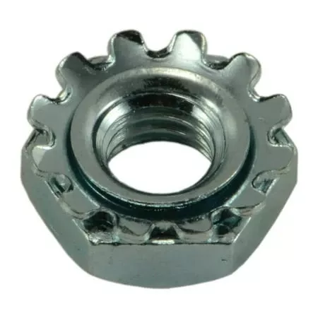 #10-32 Zinc Plated Grade 2 Steel Fine Thread Kep Lock Nuts - 10 Pack