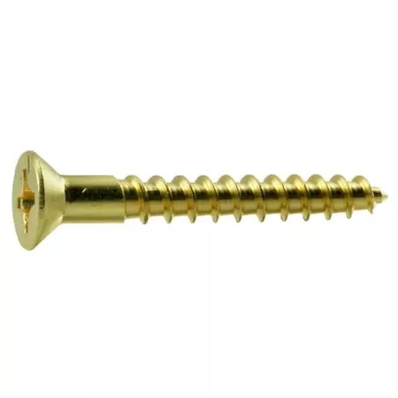#10 X 1-1/2 Brass Phillips Flat Head Wood Screws - 10 Count