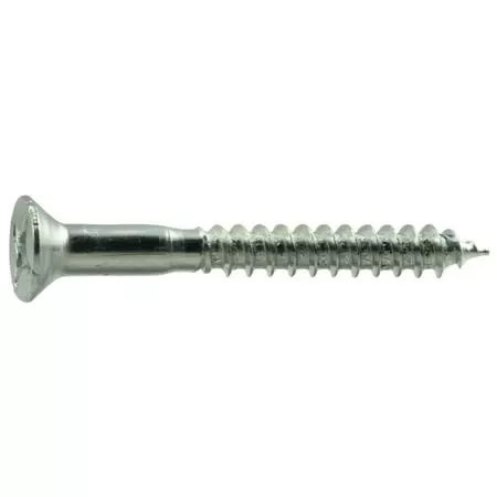 #10 X 1-3/4 Zinc Plated Steel Phillips Flat Head Wood Screws - 100 Count