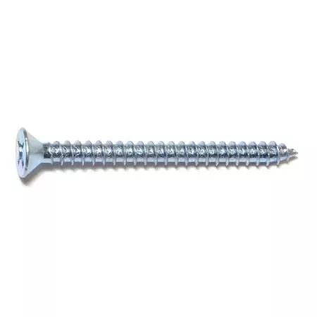 #12 X 2-1/2 Zinc Plated Steel Phillips Flat Head Sheet Metal Screws - 100 Count