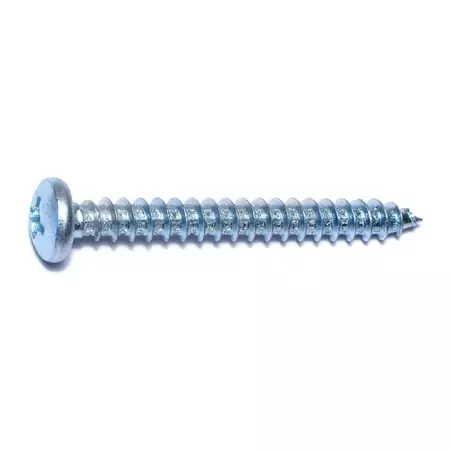#12 X 2 Zinc Plated Steel Phillips Pan Head Sheet Metal Screws - 100 Count