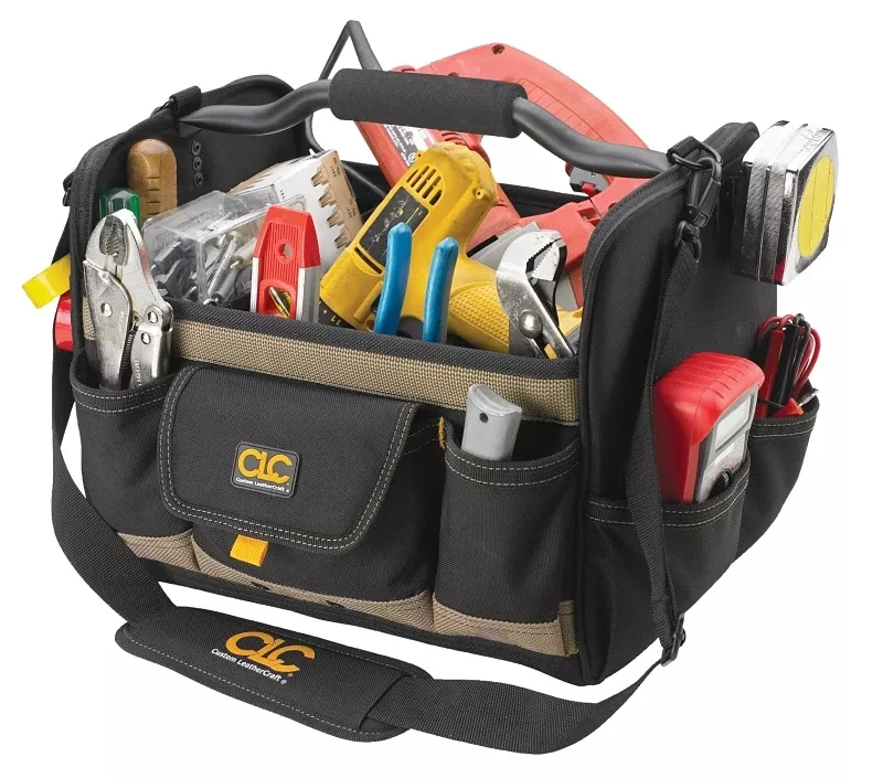 21-pocket 14 In. Tool Tote With Adjustable Shoulder Strap And Foam Grip Handle
